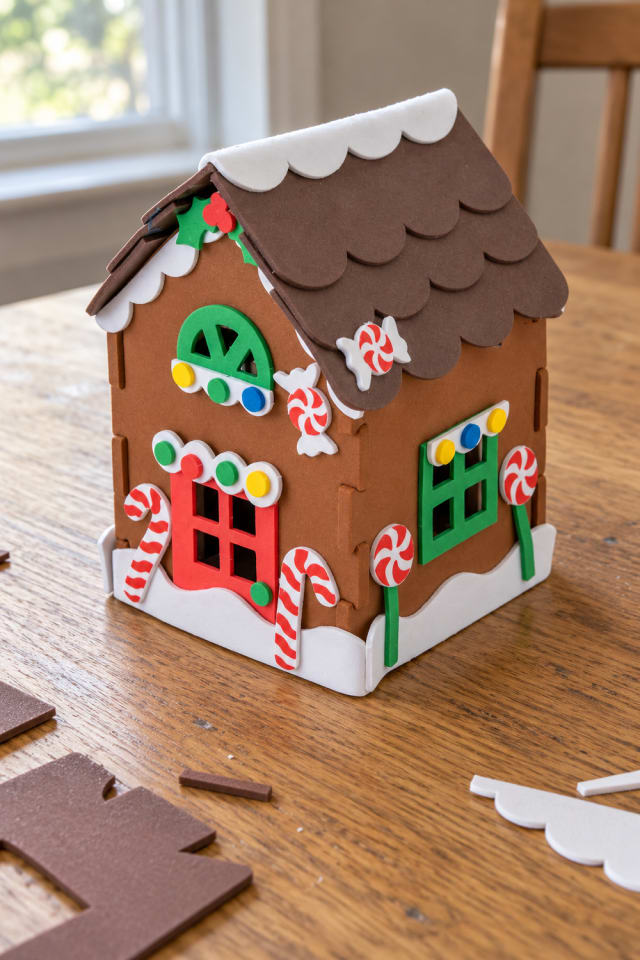 Foam Gingerbread House Kit for a Handmade Christmas Village maker-lifestyle pin