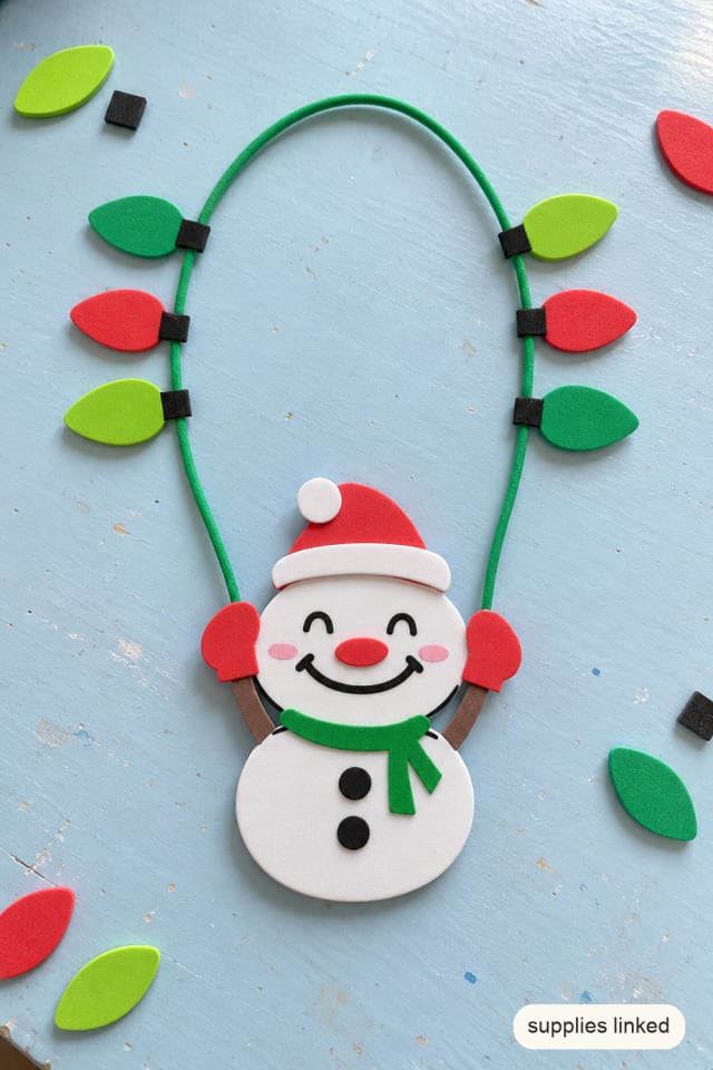 Foam Snowman Ornament Kit with Decorative Christmas Light Shapes maker-lifestyle pin