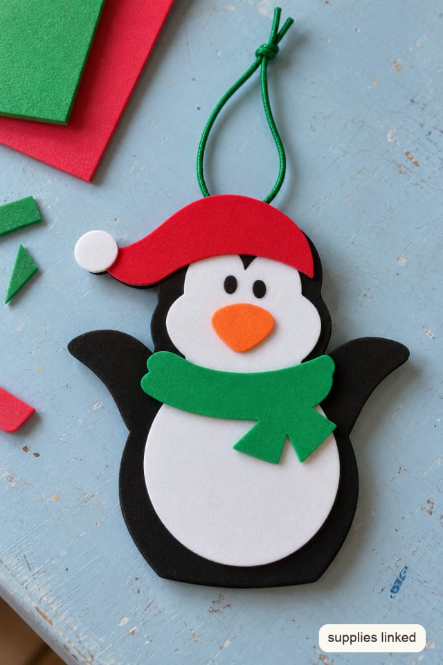 Santa Hat Penguin Craft Kit for Handmade Foam Ornaments maker-lifestyle pin