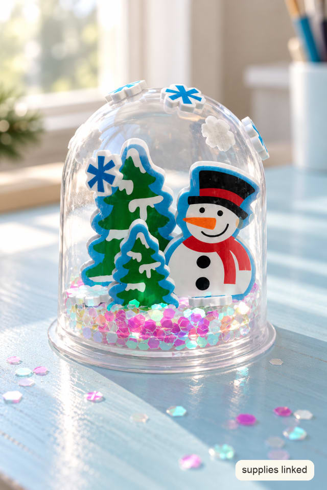 Snowman Glitter Snow Globe Kit with Trees and Chunky Iridescent Glitter maker-lifestyle pin