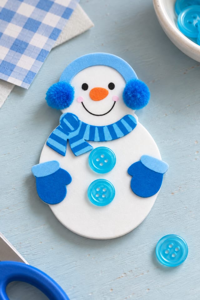 Pom-Pom Snowman Magnet Kit with Blue Winter Accessories maker-lifestyle pin