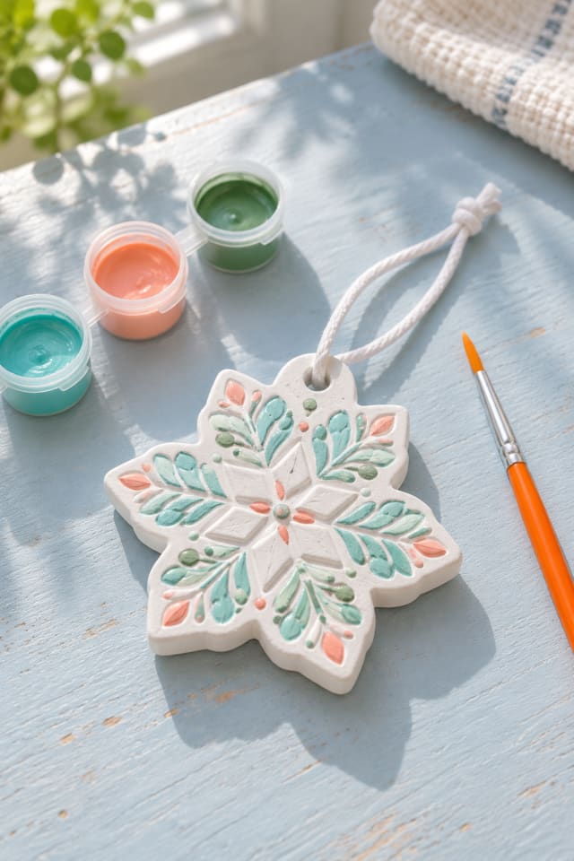 Paint Your Own Plaster Snowflake Kit with Soft Winter Colors maker-lifestyle pin