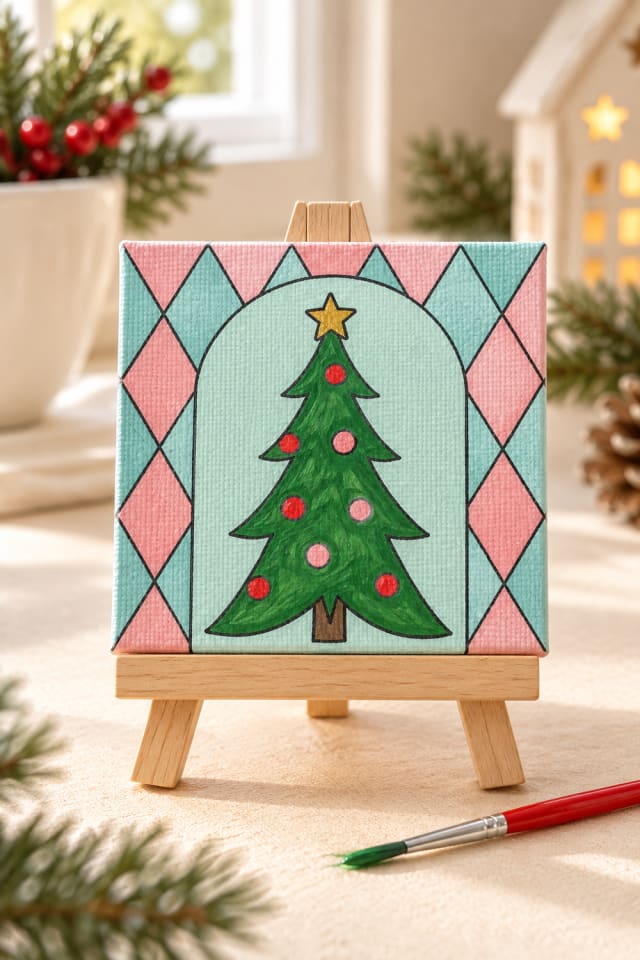 Mini Christmas Canvas Paint Kit with Six Holiday Designs maker-lifestyle pin