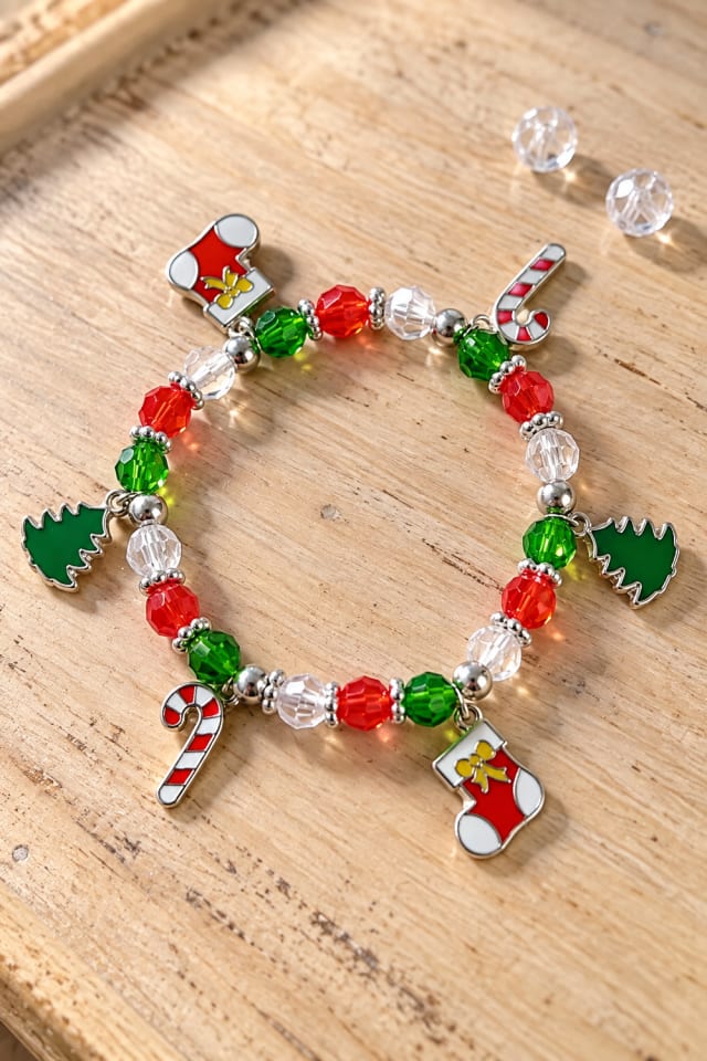 Christmas Charm Beaded Bracelet Kit with Five Holiday Accents maker-lifestyle pin