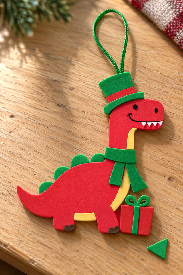 Christmas Dinosaur Ornament Kit with Peel-and-Stick Foam Pieces maker-lifestyle pin