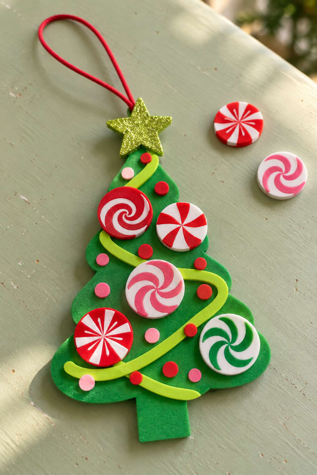 Candy Christmas Tree Ornament Kit with Peppermint Foam Pieces maker-lifestyle pin