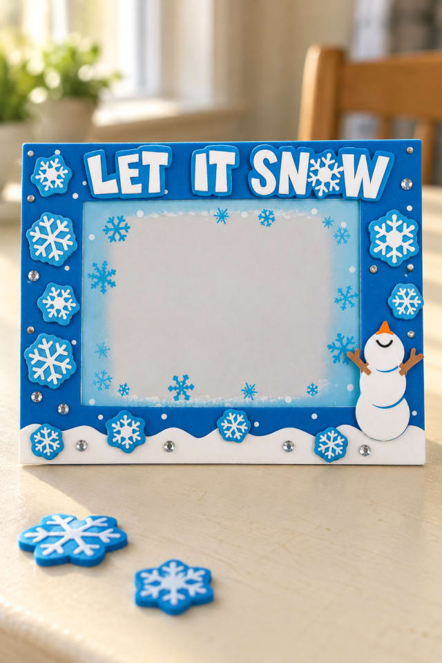 Frosted Window Picture Frame Magnet Kit with Let It Snow Details maker-lifestyle pin