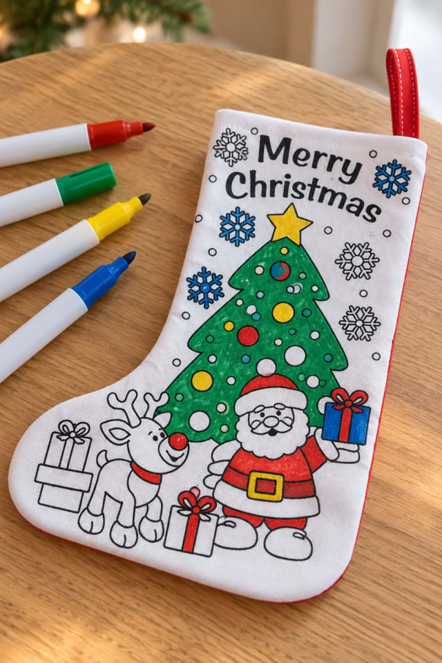 Color Your Own Christmas Stocking Kit with Fabric Markers maker-lifestyle pin