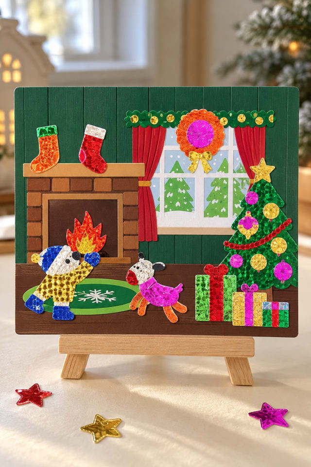 Christmas Sticker Scene Foil Art Kit with Five Festive Backgrounds maker-lifestyle pin