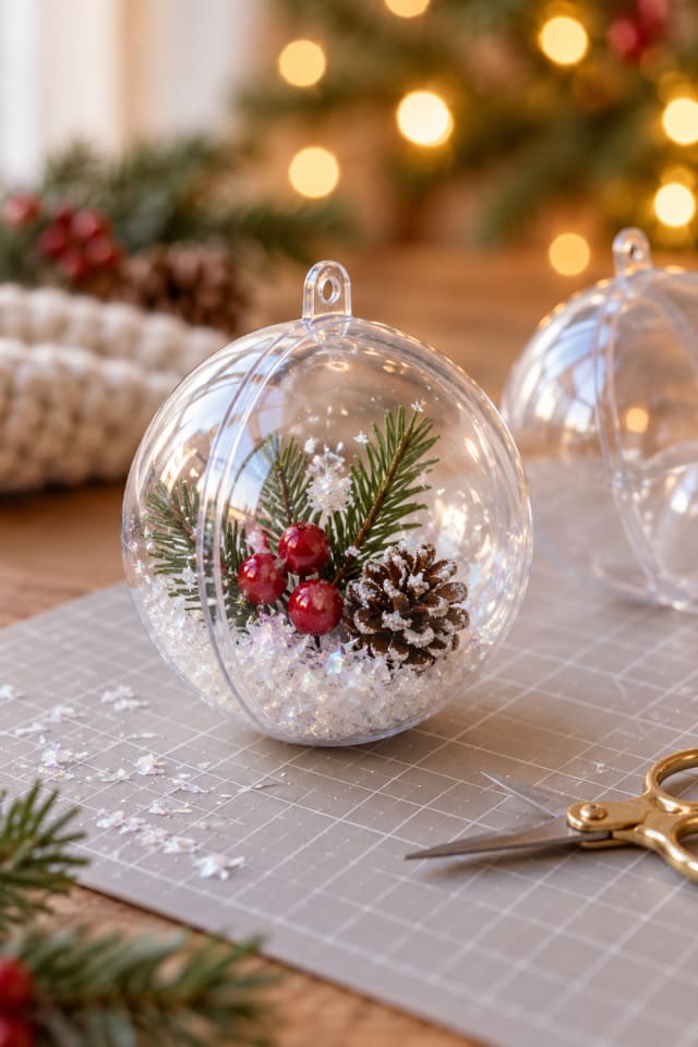 96 Piece DIY Clear Round Plastic Christmas Ball Ornaments | holiday craft | DIY ideas maker-lifestyle pin