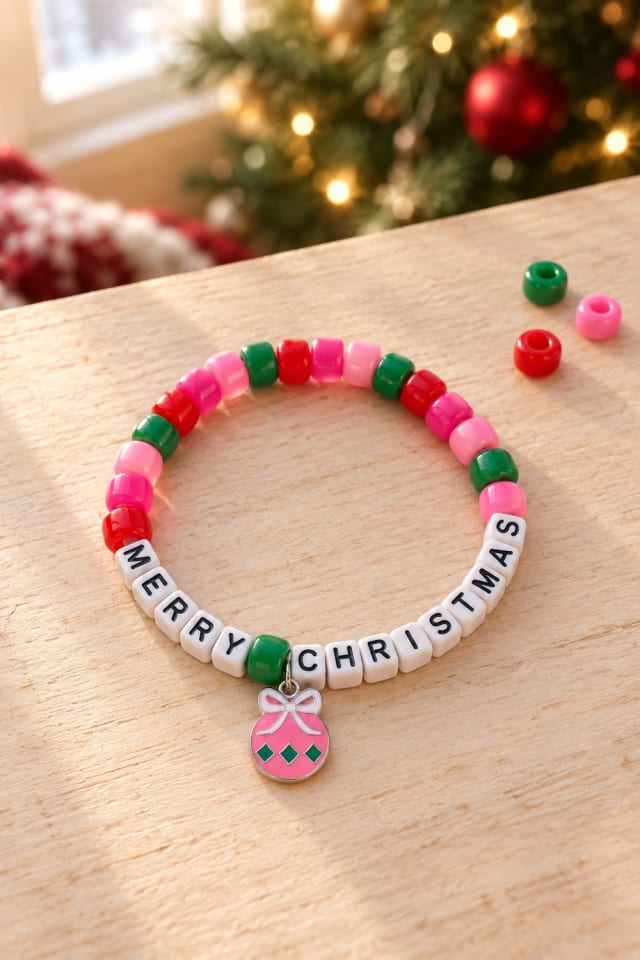 A Time for Joy Christmas Beaded Bracelet Craft Kit | holiday DIY | craft project ideas maker-lifestyle pin