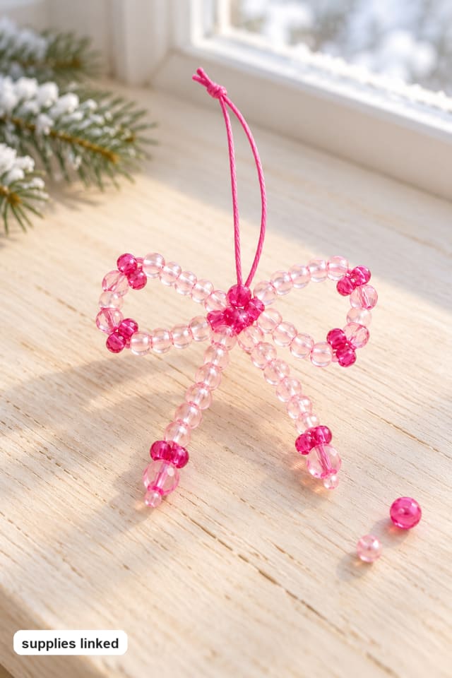 A Time for Joy Beaded Bow Christmas Ornaments Craft Kit | holiday DIY | craft project ideas maker-lifestyle pin