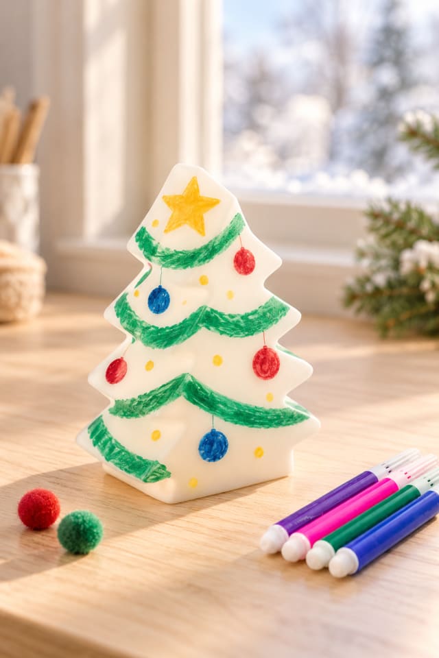 Color-Your-Own Christmas Tree Lamp Craft | Christmas craft ideas | holiday DIY project maker-lifestyle pin