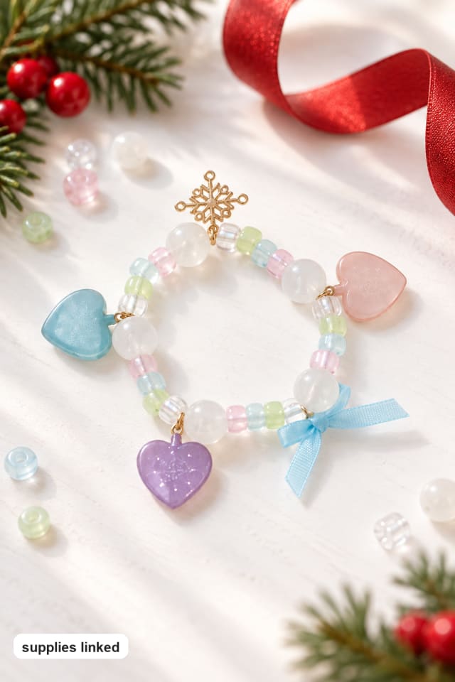 Once Upon a Snowfall Beaded Bracelet Craft Kit | holiday craft ideas | DIY project guide maker-lifestyle pin
