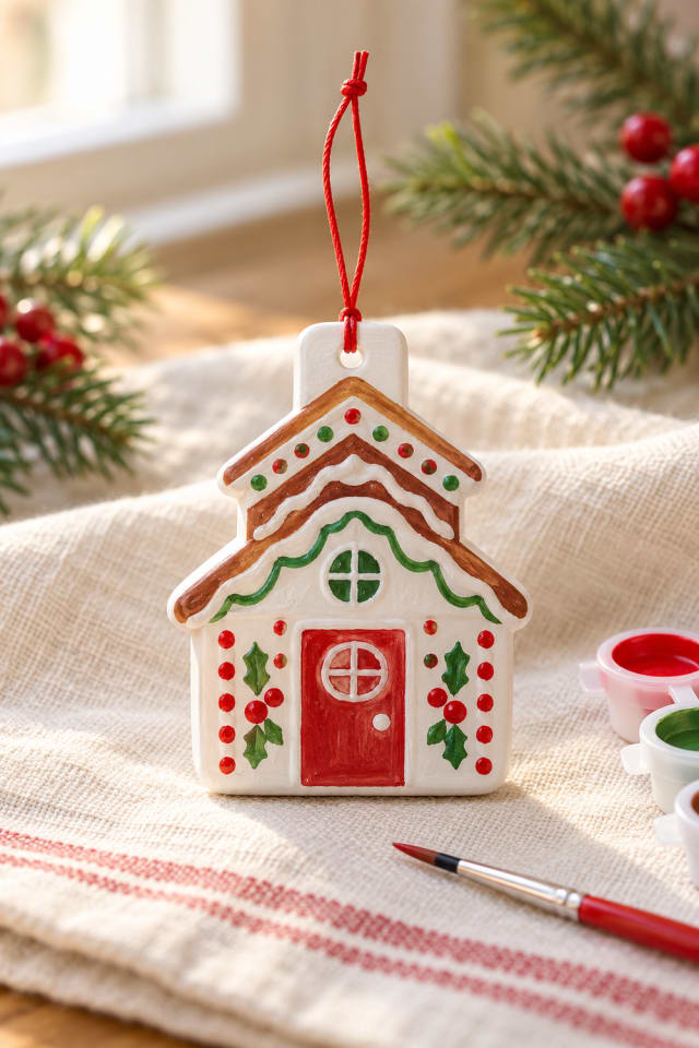 Paint Your Own Gingerbread House Ceramic Christmas Ornaments Craft Kit | holiday craft | DIY ideas maker-lifestyle pin