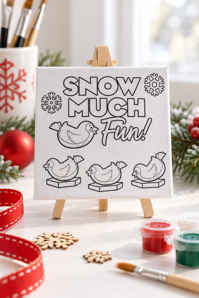 Arctic Wonderland Mini Easel & Canvas Craft Kit | holiday craft ideas | DIY project guide maker-lifestyle pin