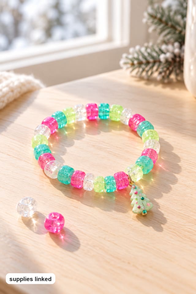 A Time for Joy Beaded Bracelet with Candy-Shaped Card Craft Kit | holiday craft | DIY ideas maker-lifestyle pin