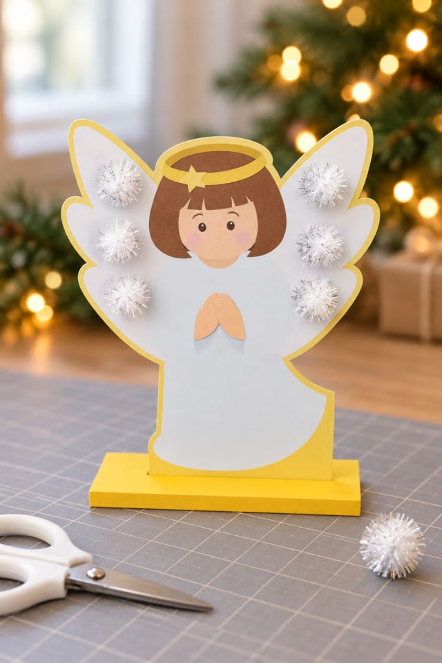 Silver Pom-Pom Standing Angel Craft Kit | Christmas craft ideas | holiday DIY project maker-lifestyle pin