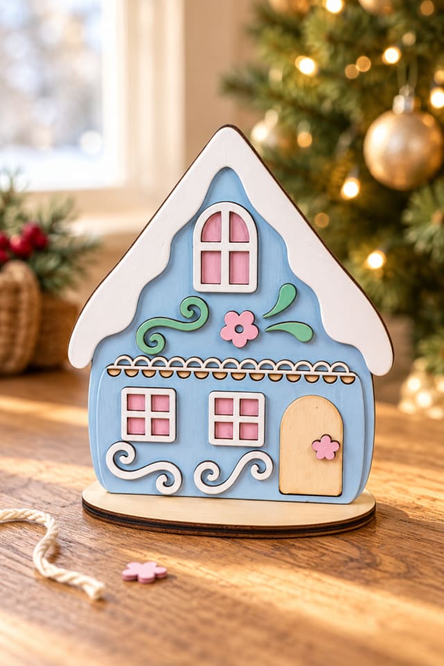 Once Upon a Snowfall Paint Your Own Wood Gingerbread Scene Craft Kit | holiday craft | DIY ideas maker-lifestyle pin