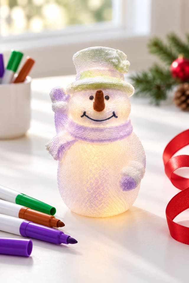 Color Your Own Snowman Lamp Craft Kit with Markers | holiday DIY | craft project ideas maker-lifestyle pin