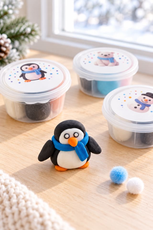 Winter Character 4-Color Dough Handouts Set | holiday craft ideas | DIY project guide maker-lifestyle pin