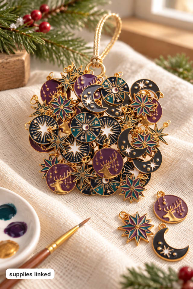Celestial Starry Night Enamel Charm Set | Christmas craft ideas | holiday DIY project maker-lifestyle pin