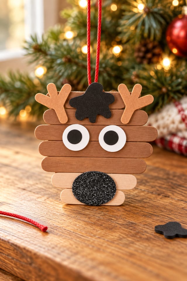 Reindeer Craft Stick Christmas Ornament Craft Kit | holiday DIY | craft project ideas maker-lifestyle pin