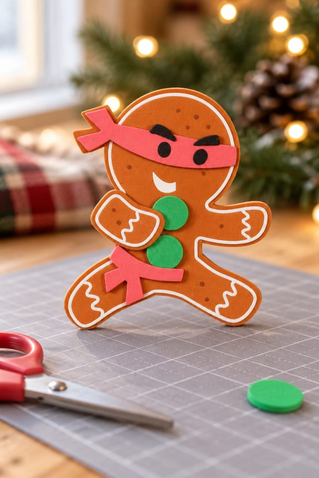 Ninjabread Man Christmas Foam Magnet Craft Kit | holiday craft ideas | DIY project guide maker-lifestyle pin