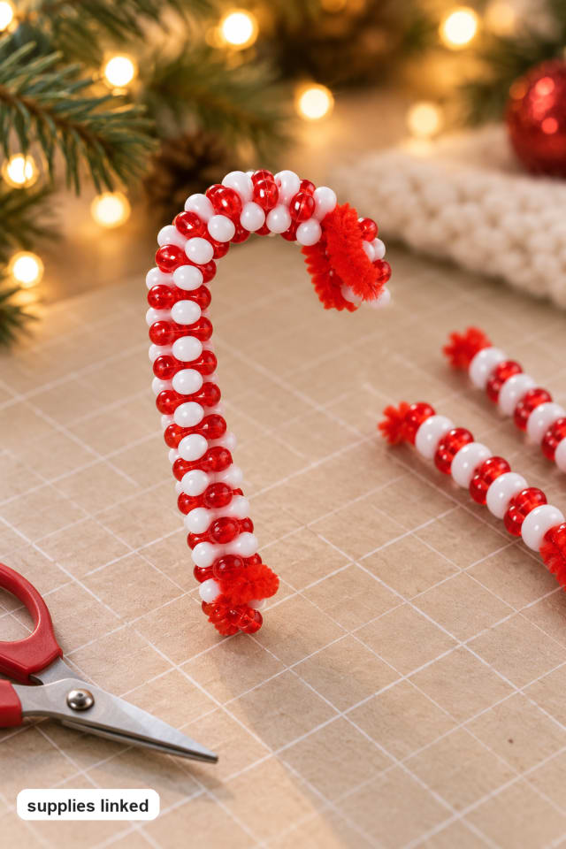 Bulk Beaded Candy Cane Christmas Ornament Craft Kit - Makes 48 | holiday craft | DIY ideas maker-lifestyle pin