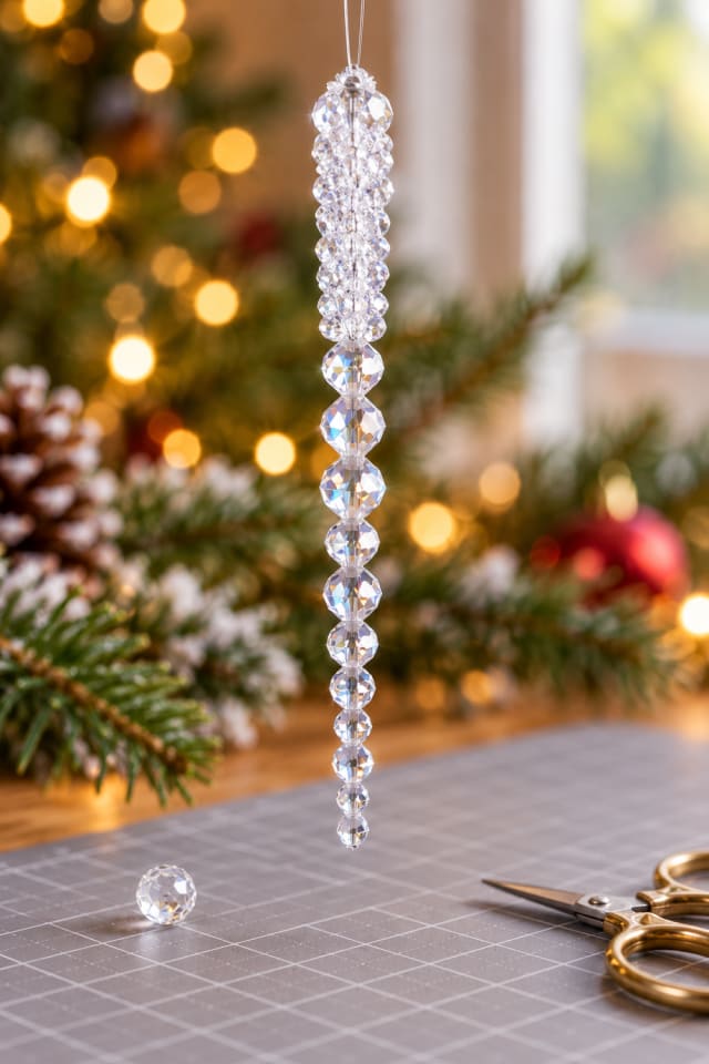 Beaded Sparkling Icicle Christmas Ornament Craft Kit | holiday DIY | craft project ideas maker-lifestyle pin