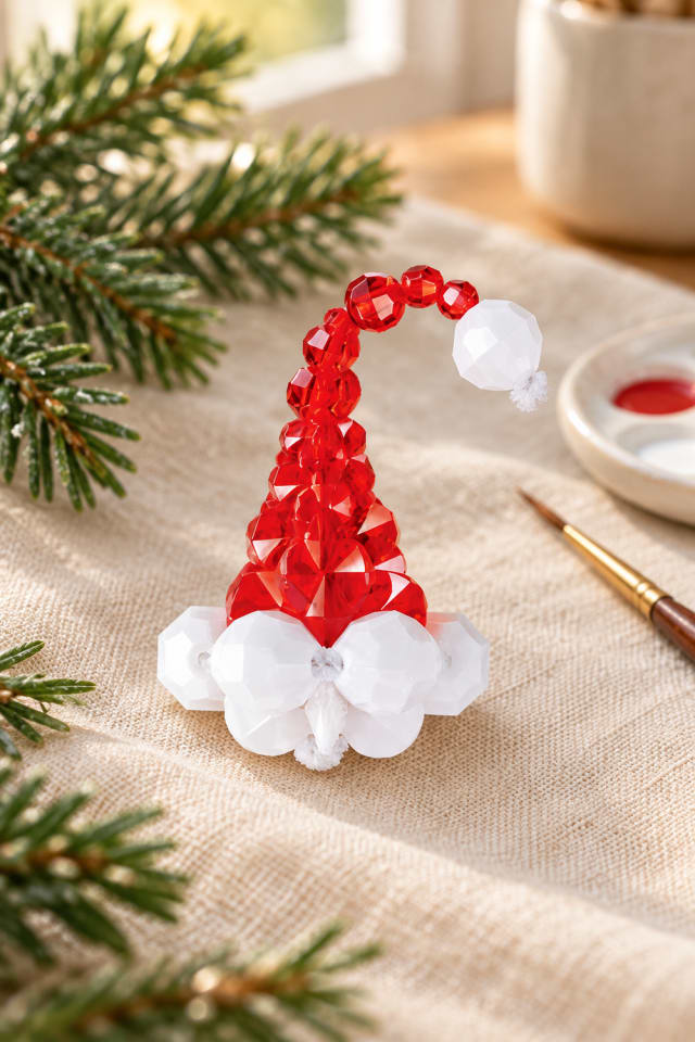 Beaded Santa Hat Christmas Ornament Craft Kit | holiday craft ideas | DIY project guide maker-lifestyle pin