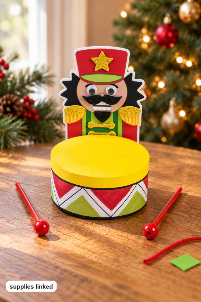 Christmas Nutcracker Drum Craft Kit with Drumsticks | holiday DIY | craft project ideas maker-lifestyle pin
