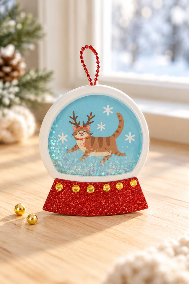 Christmas Cat Shaker Globe Ornament Craft Kit | holiday craft ideas | DIY project guide maker-lifestyle pin