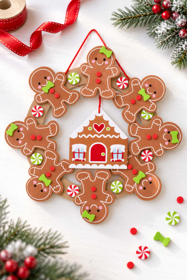 Christmas Gingerbread Wreath Foam Craft Kit | holiday craft ideas | DIY project guide maker-lifestyle pin