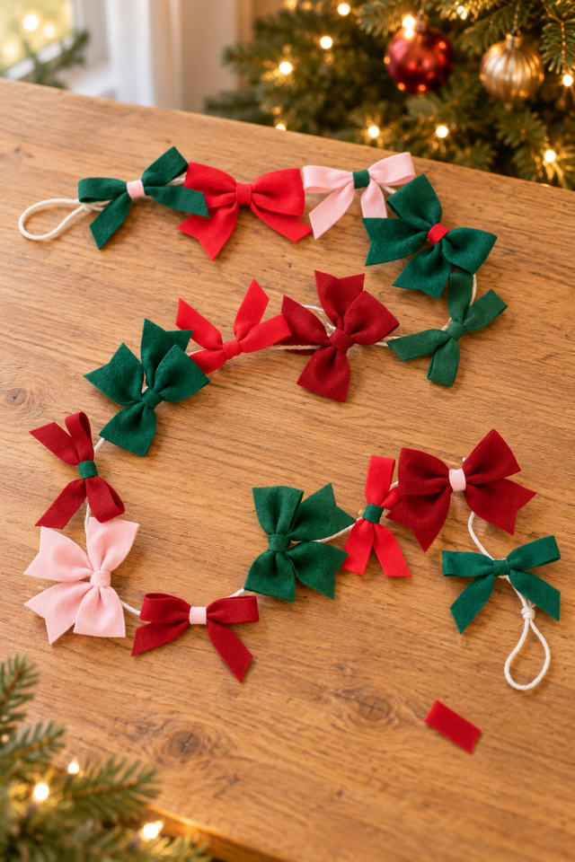 DIY Christmas Bow Red Velvet Ribbon Garland Craft Kit | holiday DIY | craft project ideas maker-lifestyle pin