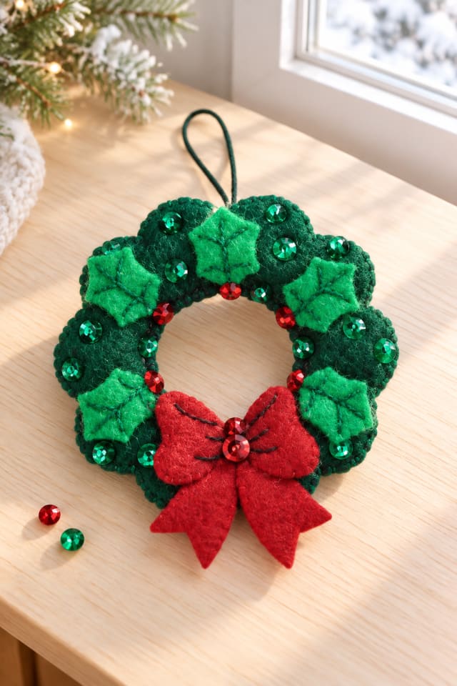 DIY Christmas Wreath with Bow Felt Craft Kit | holiday craft ideas | DIY project guide maker-lifestyle pin