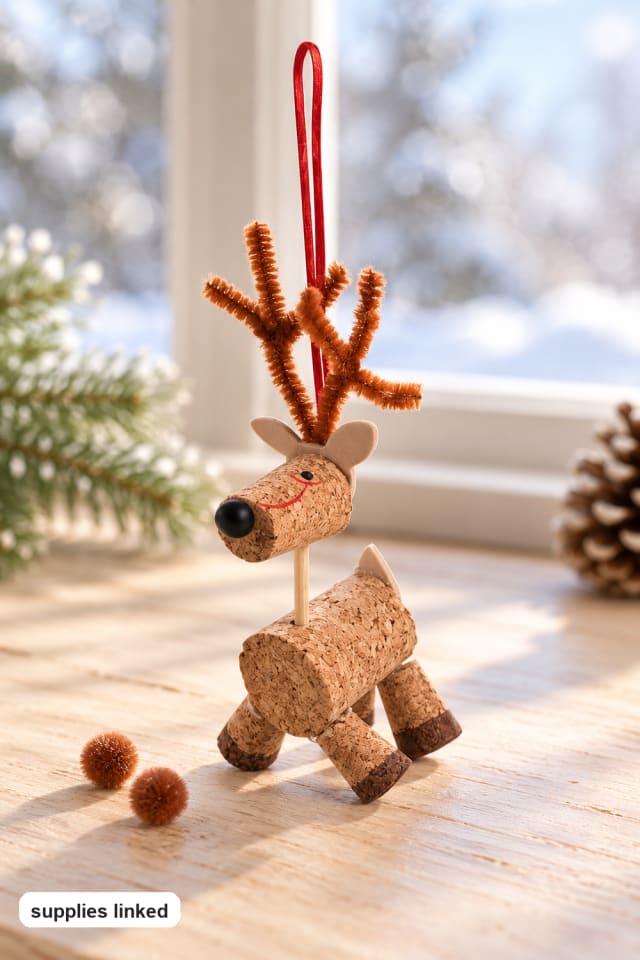 Cork Reindeer Christmas Ornament Craft Kit | festive craft ideas | holiday DIY project maker-lifestyle pin