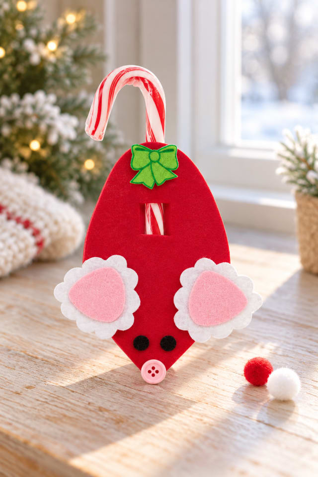 Mouse Candy Cane Red & Green Christmas Craft Kit | holiday craft ideas | DIY project guide maker-lifestyle pin