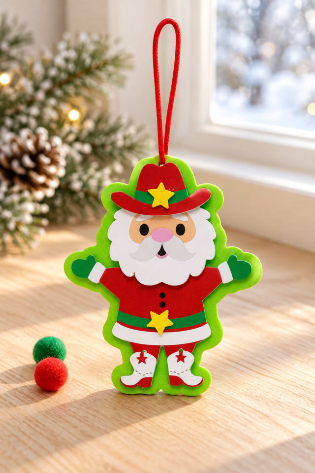 Cowboy Character Christmas Ornament Foam Craft Kit | holiday DIY | craft project ideas maker-lifestyle pin
