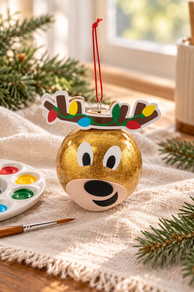 Reindeer Glitter Christmas Bulb Ornament Craft Kit | holiday DIY | craft project ideas maker-lifestyle pin