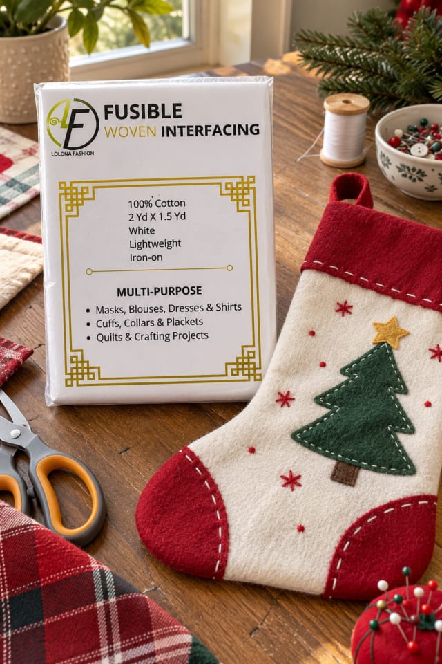 Sewn Holiday Stocking | White Fabric Sewing Interfacing for Cozy Seasonal Making maker-lifestyle pin