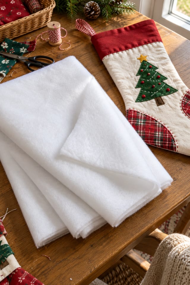 Sewn Holiday Stocking | White Quilt Batting for Christmas Craft Night maker-lifestyle pin