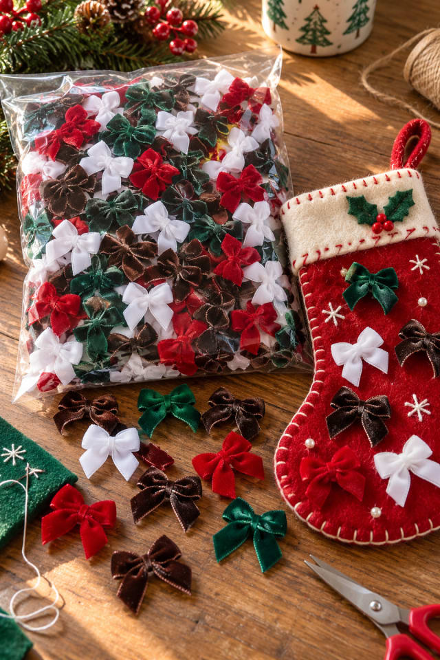 Handmade Christmas Stocking | Velvet Craft Ribbon Bows for Christmas Gift Making maker-lifestyle pin
