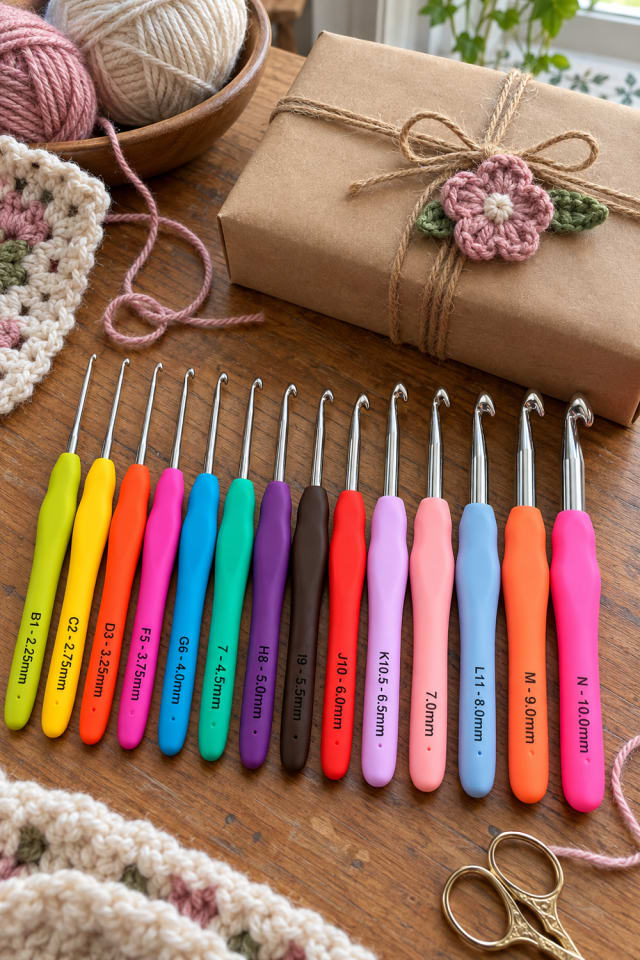 Crochet Package Embellishment | Multicolor Yarn Crochet Hook Set for Christmas Craft Night maker-lifestyle pin