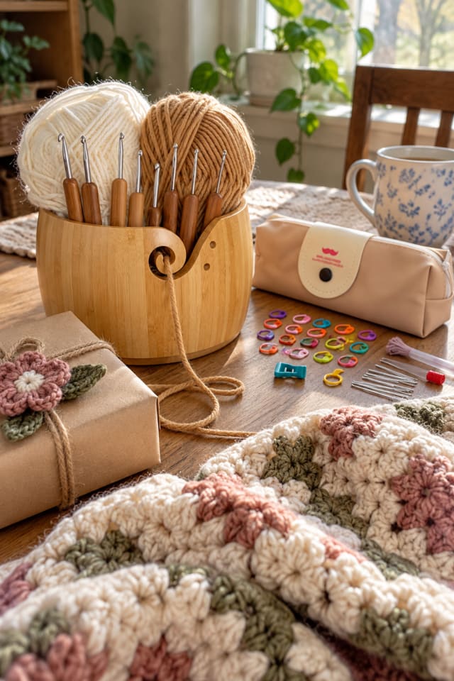 Crochet Gift Topper DIY | Craft Yarn for Christmas Gift Making maker-lifestyle pin