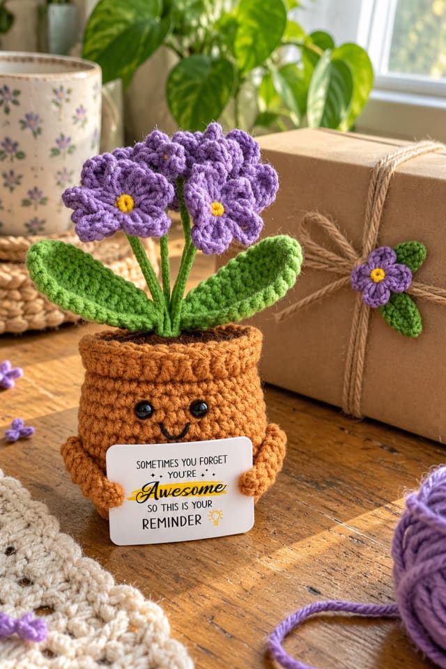 Crochet Gift Accent | Purple Crochet Keepsake for Holiday Home Decor maker-lifestyle pin