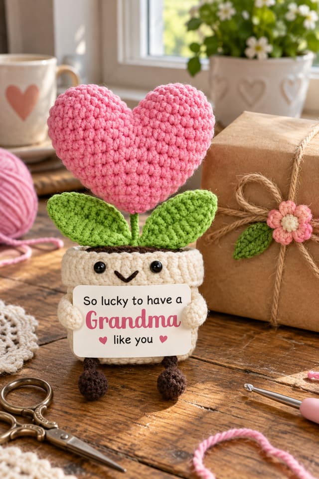Crochet Gift Accent | Pink Crochet Keepsake for Rustic Christmas Decor maker-lifestyle pin