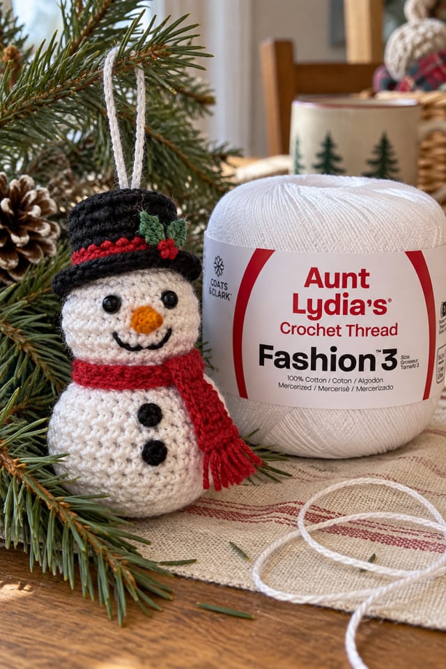 Crochet Snowman Ornament DIY | Red Crochet Thread for Handmade Holiday Decor maker-lifestyle pin