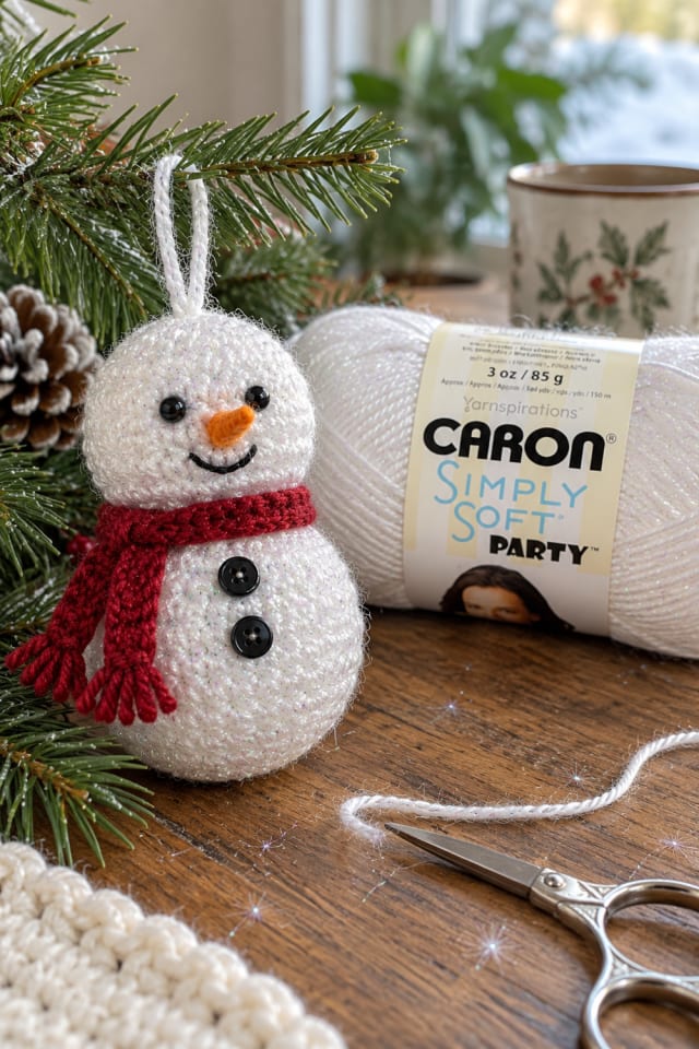 Crochet Snowman Christmas Craft | Craft Yarn for a Festive Craft Table maker-lifestyle pin