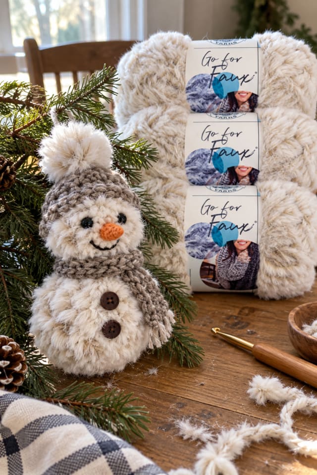 Crochet Snowman Christmas Craft | White Craft Yarn for Winter Crafting maker-lifestyle pin